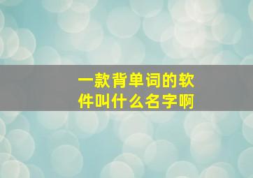 一款背单词的软件叫什么名字啊