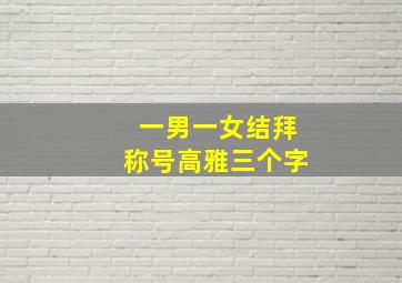 一男一女结拜称号高雅三个字