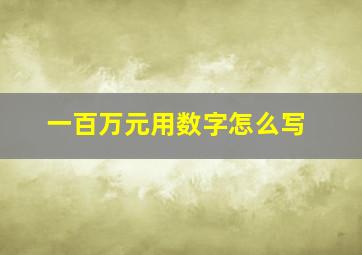 一百万元用数字怎么写