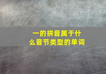 一的拼音属于什么音节类型的单词