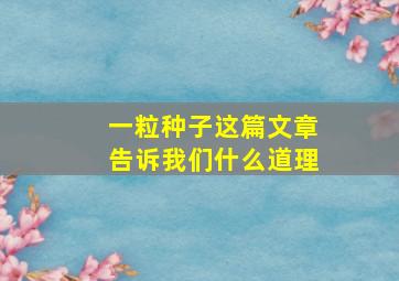 一粒种子这篇文章告诉我们什么道理