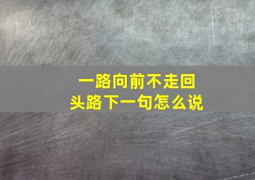 一路向前不走回头路下一句怎么说