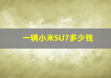 一辆小米SU7多少钱