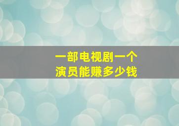 一部电视剧一个演员能赚多少钱