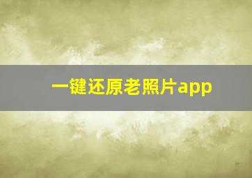 一键还原老照片app