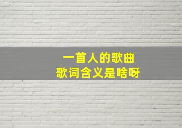 一首人的歌曲歌词含义是啥呀