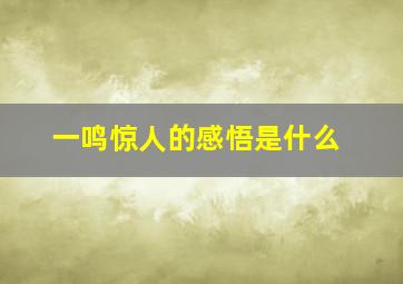 一鸣惊人的感悟是什么