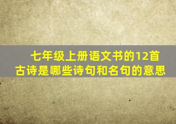 七年级上册语文书的12首古诗是哪些诗句和名句的意思