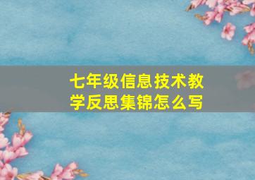 七年级信息技术教学反思集锦怎么写