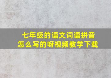 七年级的语文词语拼音怎么写的呀视频教学下载