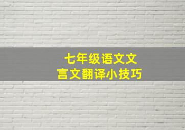 七年级语文文言文翻译小技巧