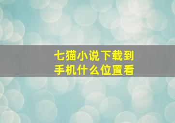 七猫小说下载到手机什么位置看