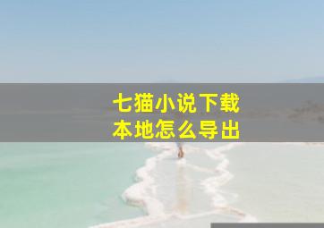 七猫小说下载本地怎么导出