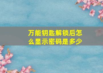 万能钥匙解锁后怎么显示密码是多少