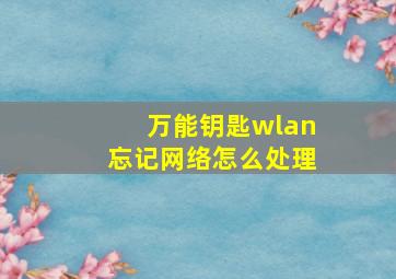 万能钥匙wlan忘记网络怎么处理