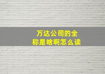 万达公司的全称是啥啊怎么读