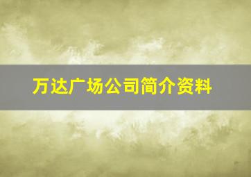 万达广场公司简介资料