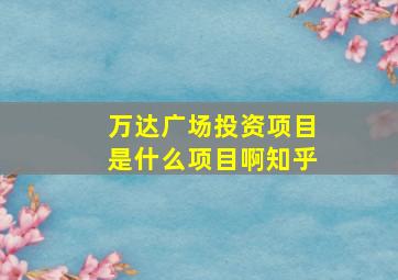 万达广场投资项目是什么项目啊知乎