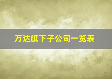 万达旗下子公司一览表