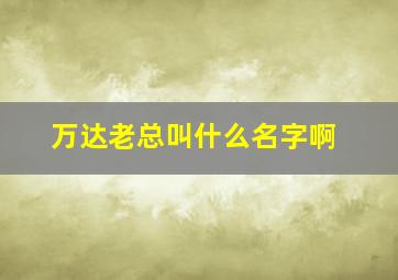 万达老总叫什么名字啊