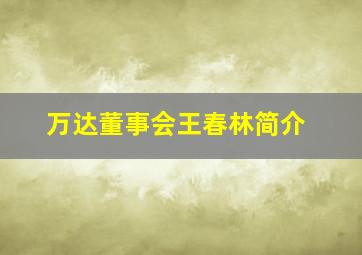 万达董事会王春林简介