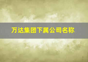 万达集团下属公司名称