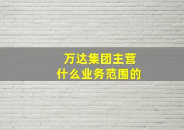 万达集团主营什么业务范围的