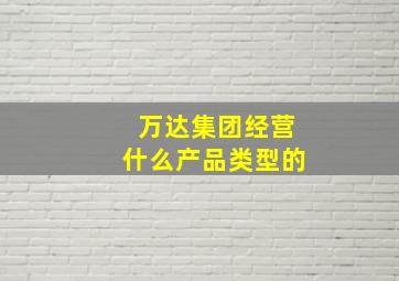 万达集团经营什么产品类型的