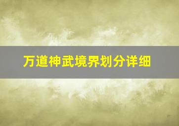 万道神武境界划分详细