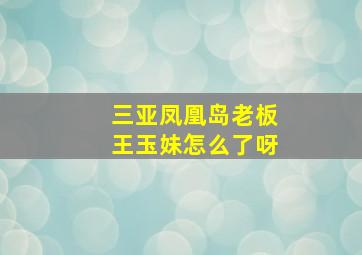 三亚凤凰岛老板王玉妹怎么了呀