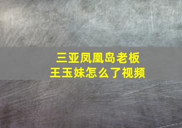 三亚凤凰岛老板王玉妹怎么了视频