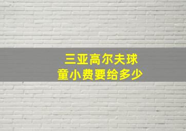 三亚高尔夫球童小费要给多少