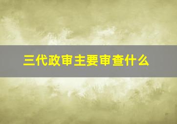 三代政审主要审查什么