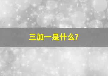 三加一是什么?