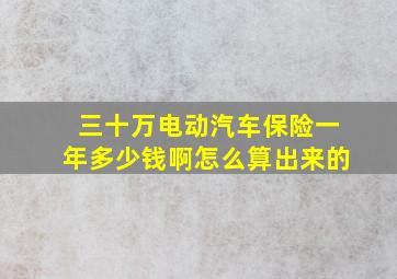 三十万电动汽车保险一年多少钱啊怎么算出来的