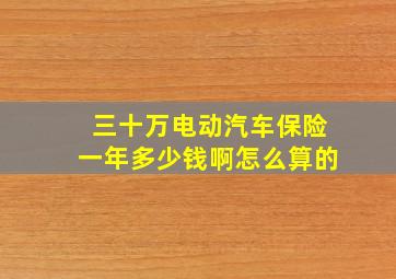 三十万电动汽车保险一年多少钱啊怎么算的