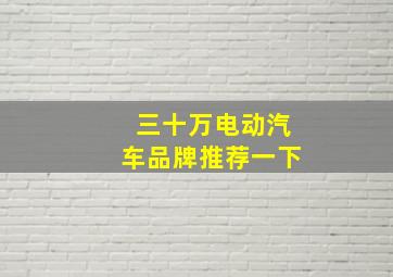 三十万电动汽车品牌推荐一下