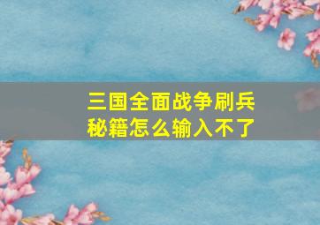 三国全面战争刷兵秘籍怎么输入不了