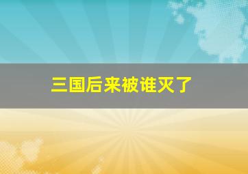 三国后来被谁灭了