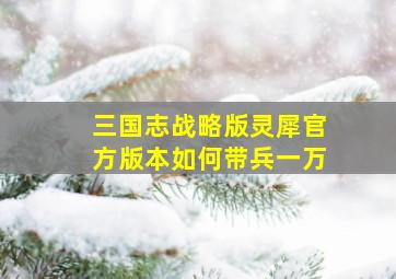 三国志战略版灵犀官方版本如何带兵一万