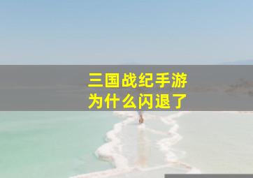 三国战纪手游为什么闪退了