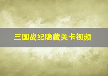 三国战纪隐藏关卡视频