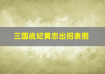 三国战纪黄忠出招表图