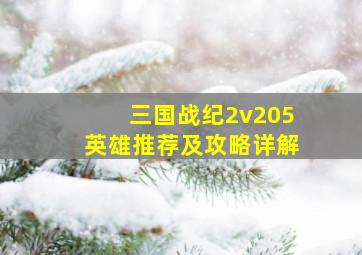 三国战纪2v205英雄推荐及攻略详解