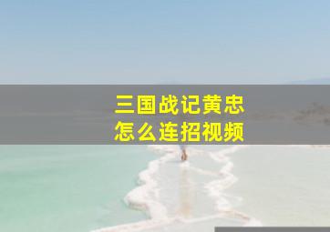 三国战记黄忠怎么连招视频