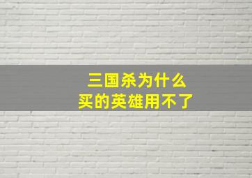 三国杀为什么买的英雄用不了