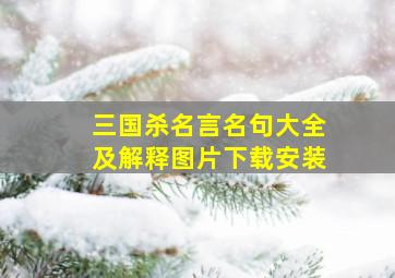 三国杀名言名句大全及解释图片下载安装