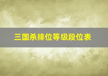 三国杀排位等级段位表