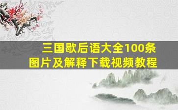 三国歇后语大全100条图片及解释下载视频教程