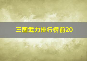 三国武力排行榜前20